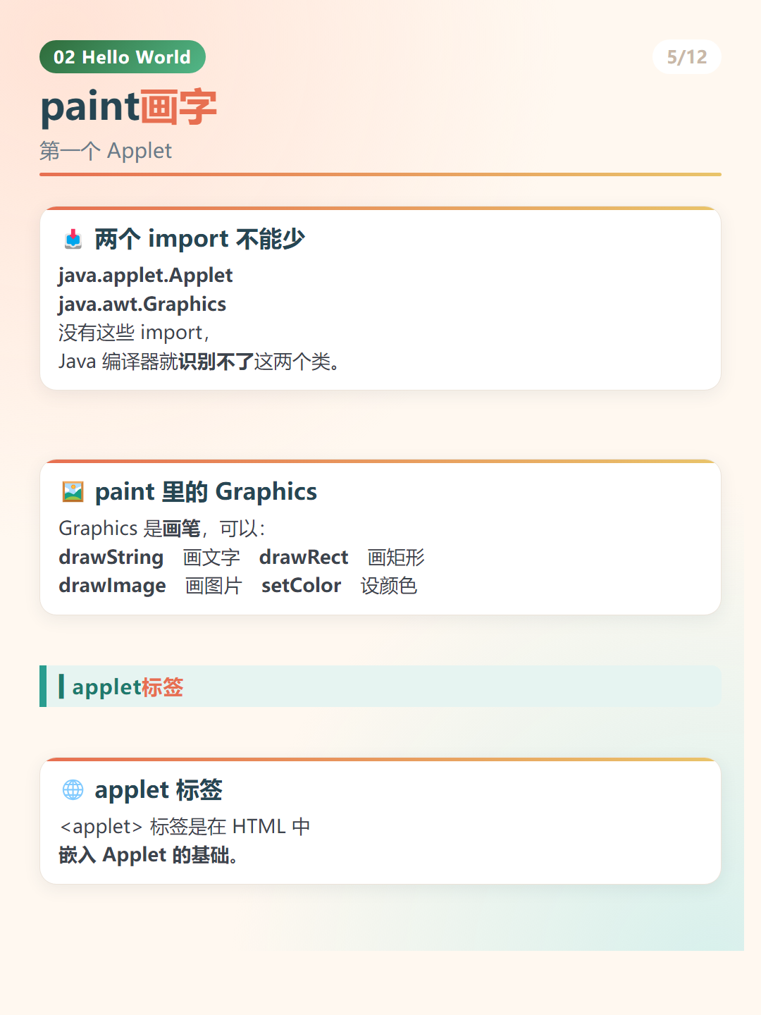 Java Applet：paint画字