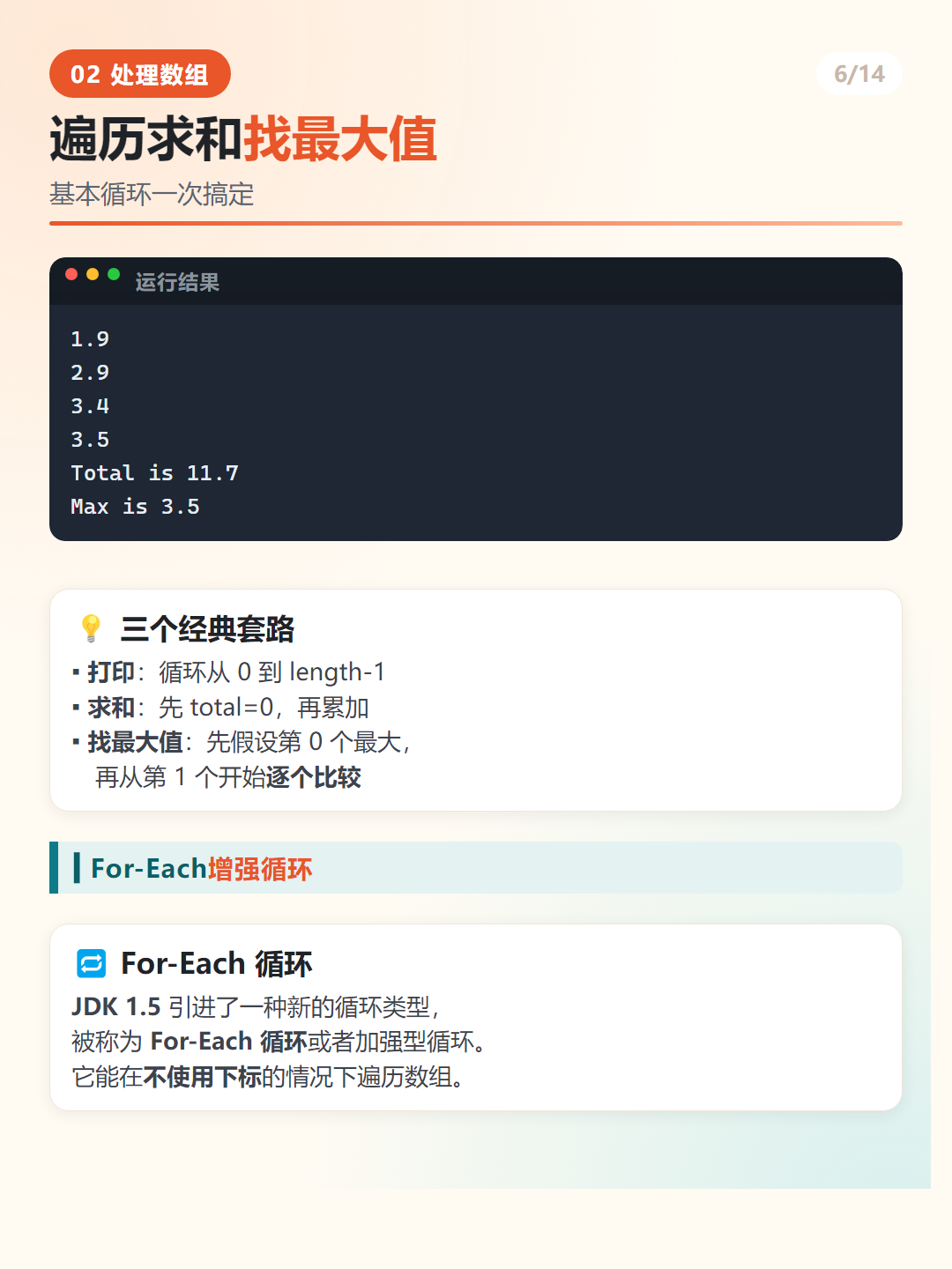 Java 数组求和与找最大值