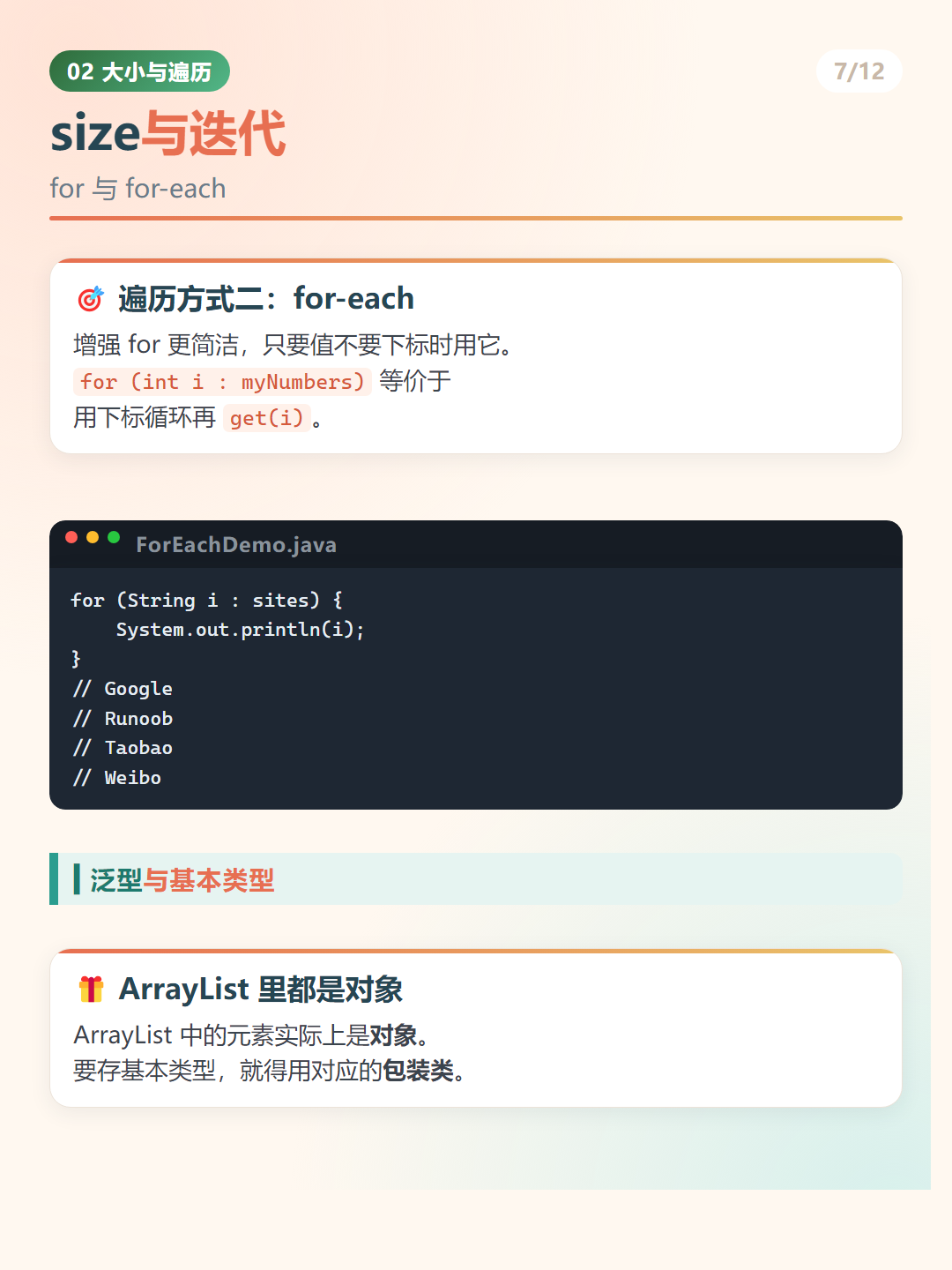Java ArrayList：size与迭代