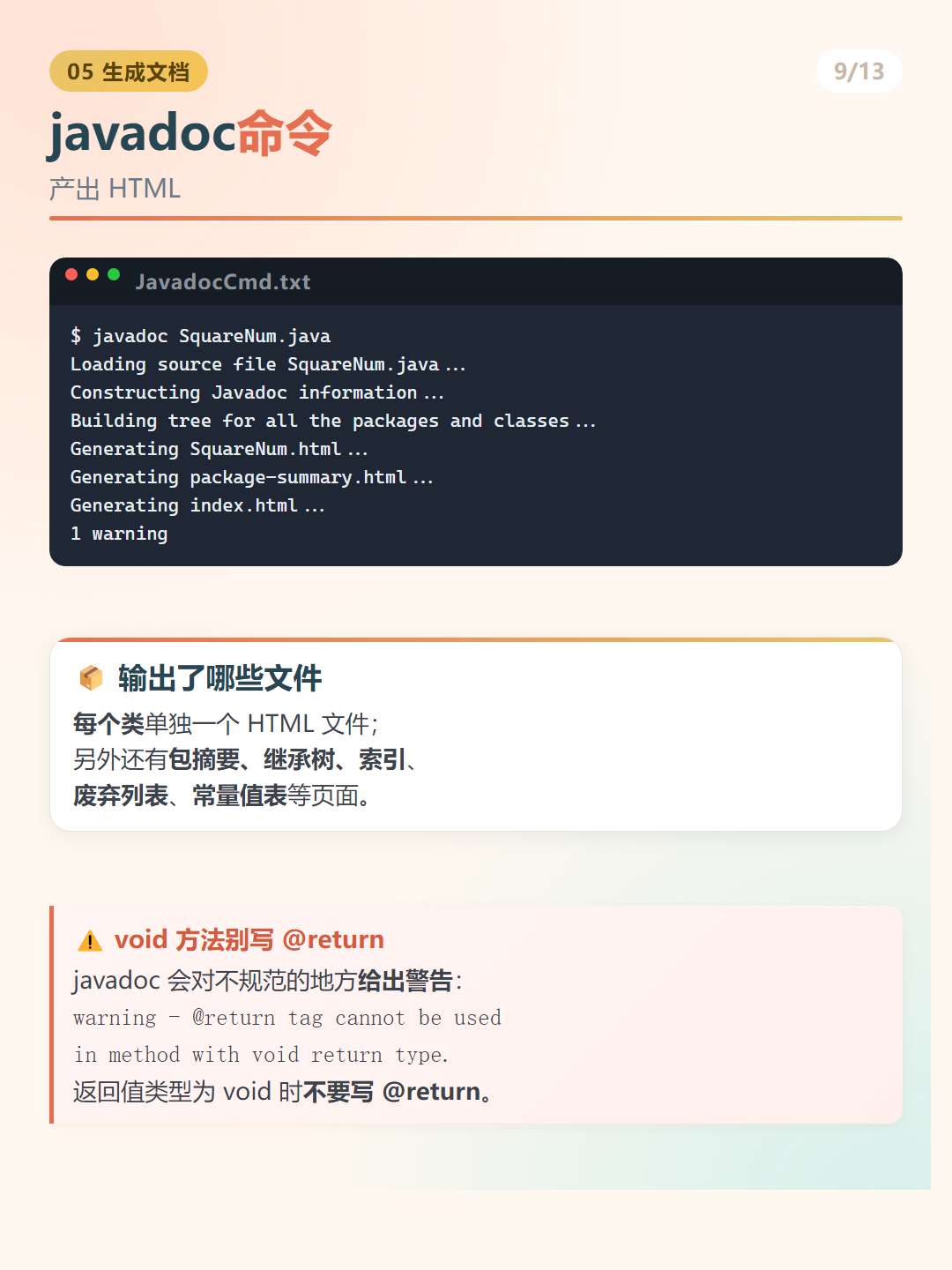Java 文档注释：javadoc命令