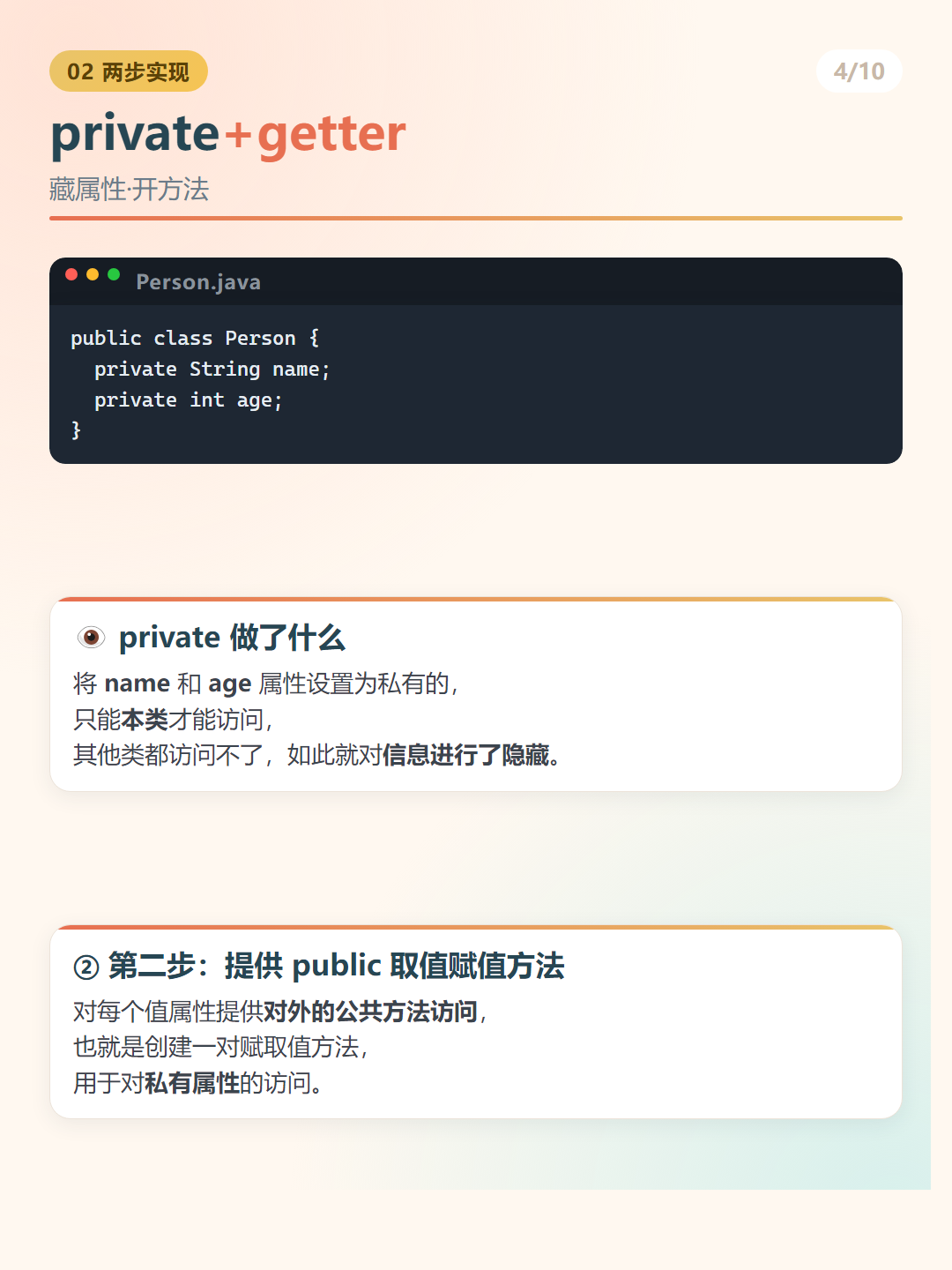 Java 封装：private+getter