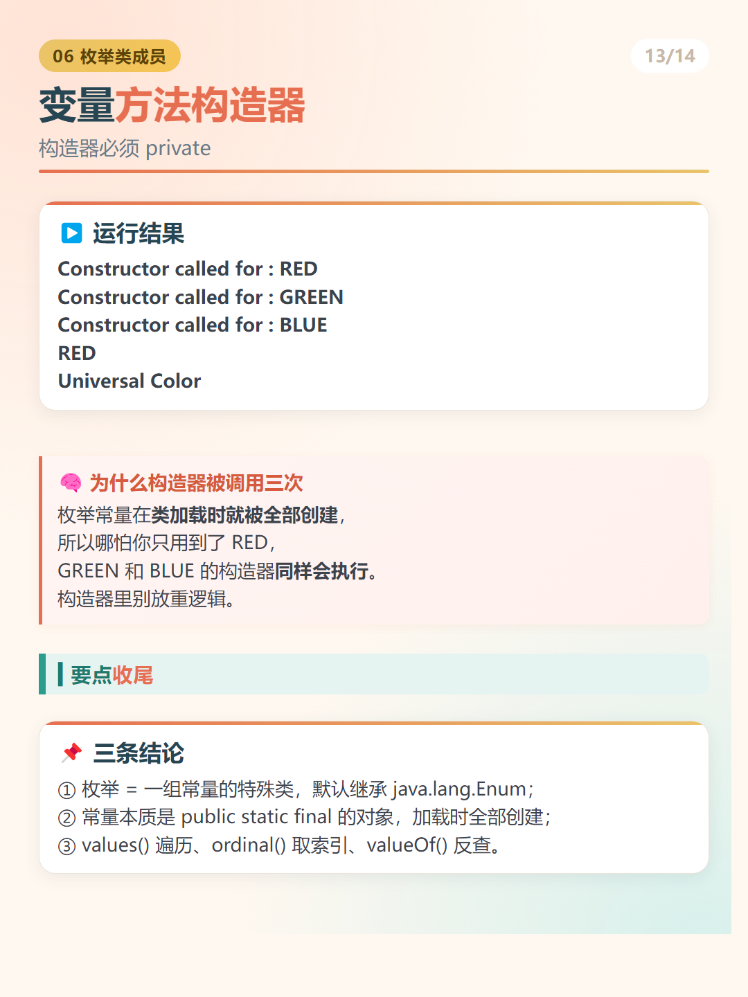 Java 枚举：变量方法构造器