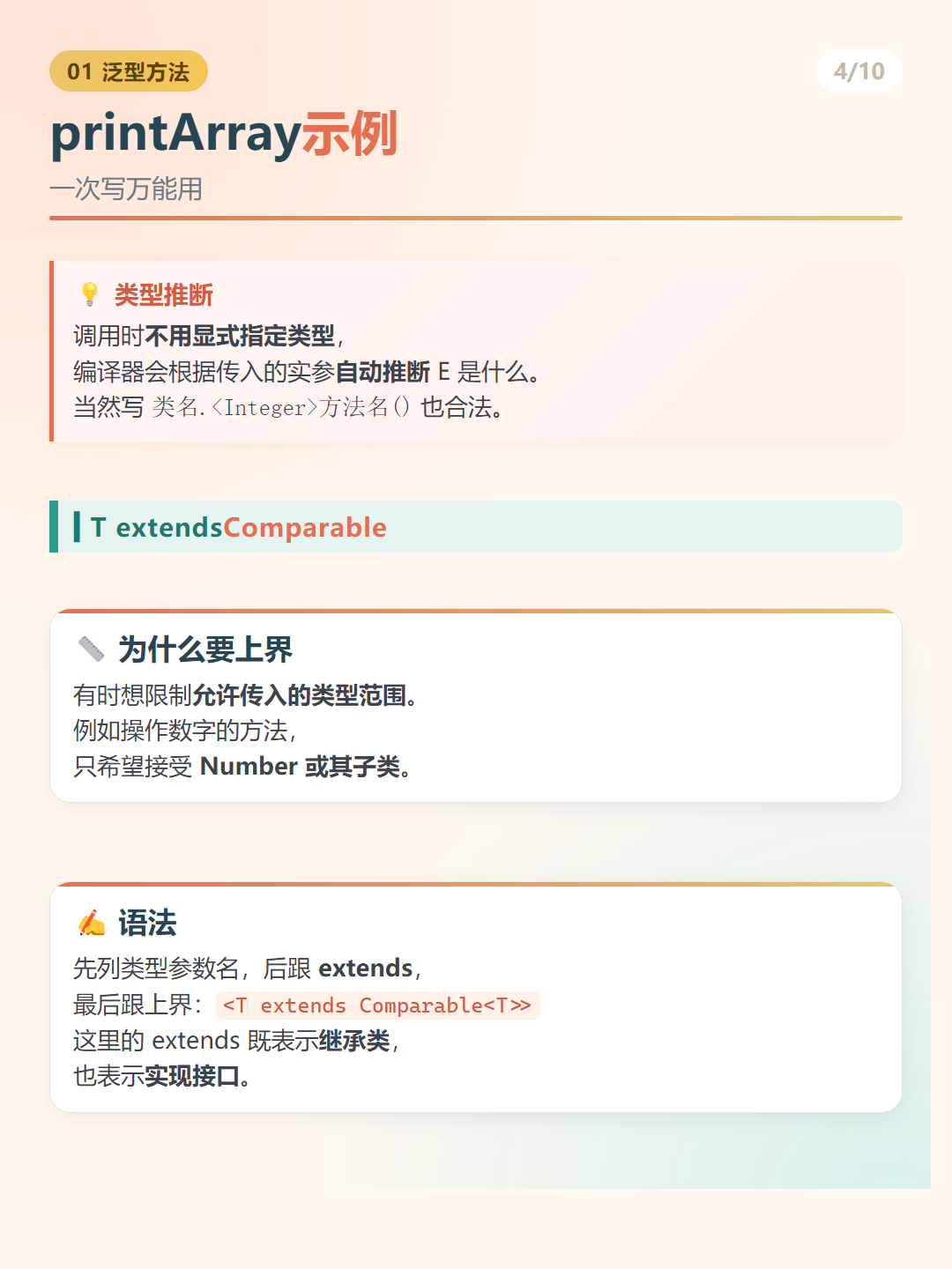 Java 泛型：printArray示例