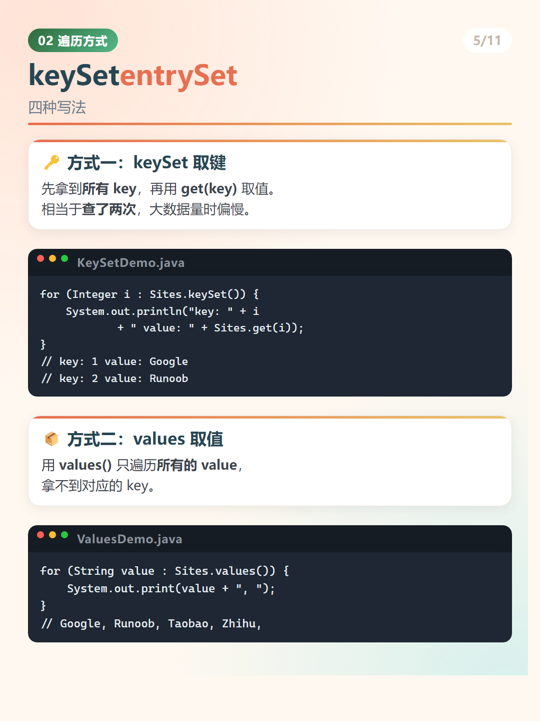 Java HashMap：keySetentrySet