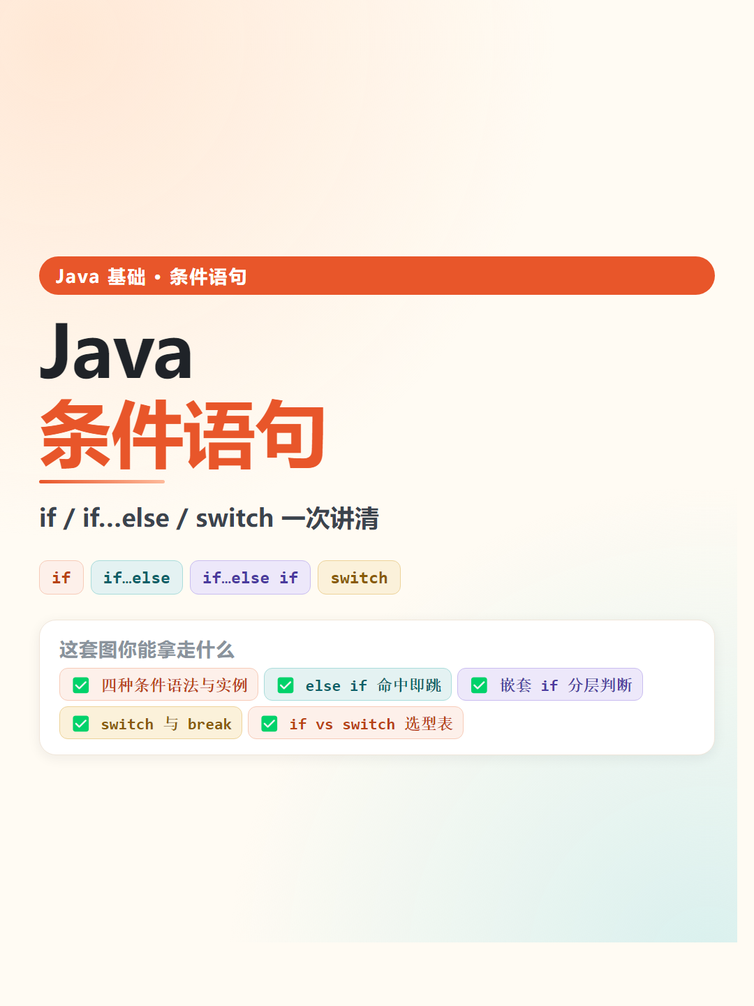 Java 条件语句速查卡片