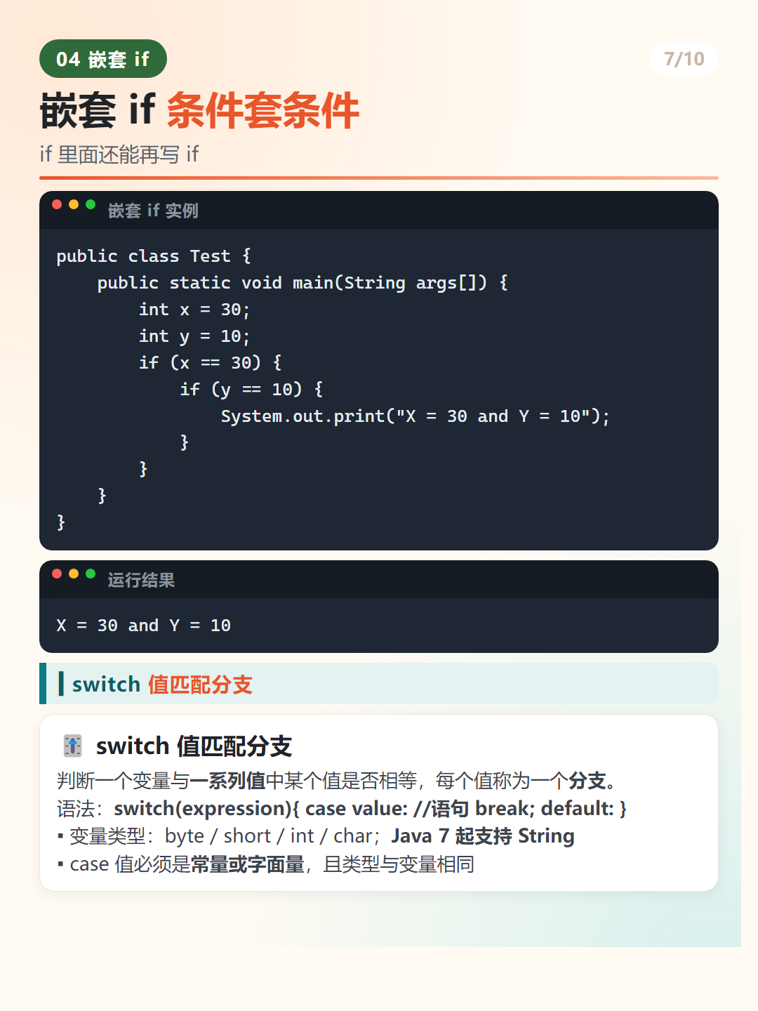 Java switch break 与贯穿规则