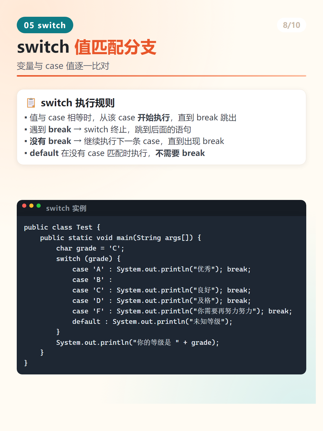 Java switch 没有 break 会怎样