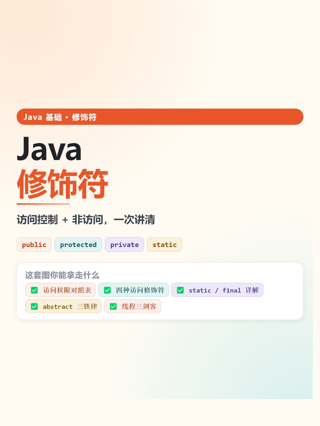Java 修饰符速查卡片