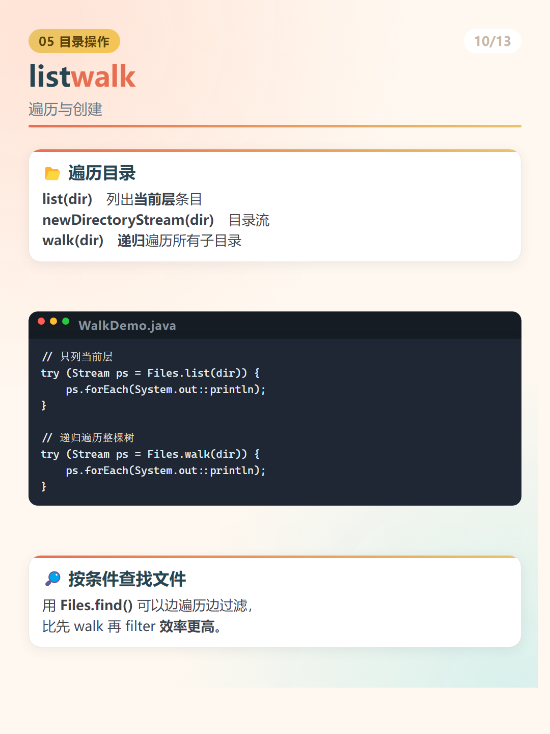 Java NIO Files：listwalk