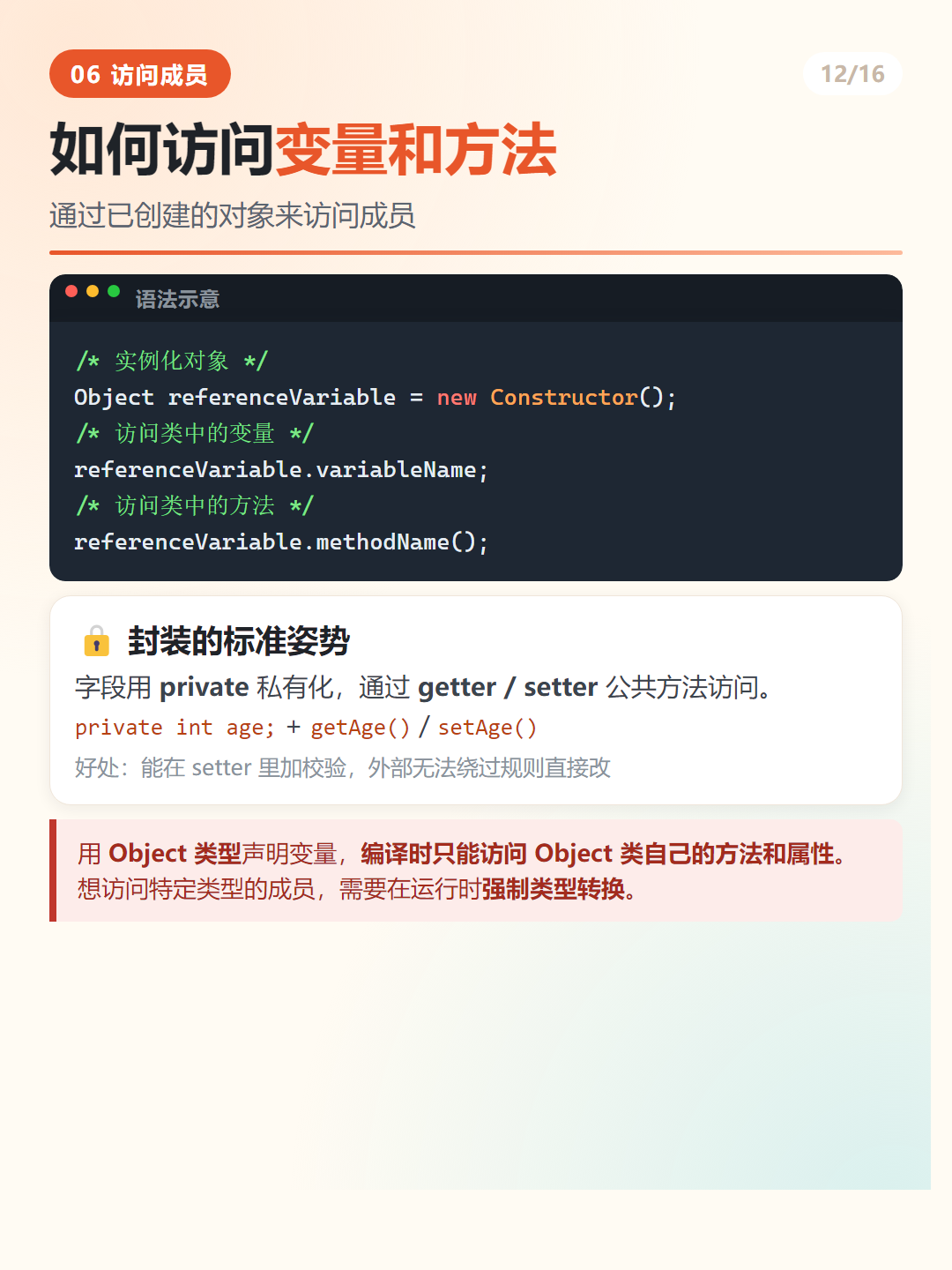 访问实例变量和方法速查图