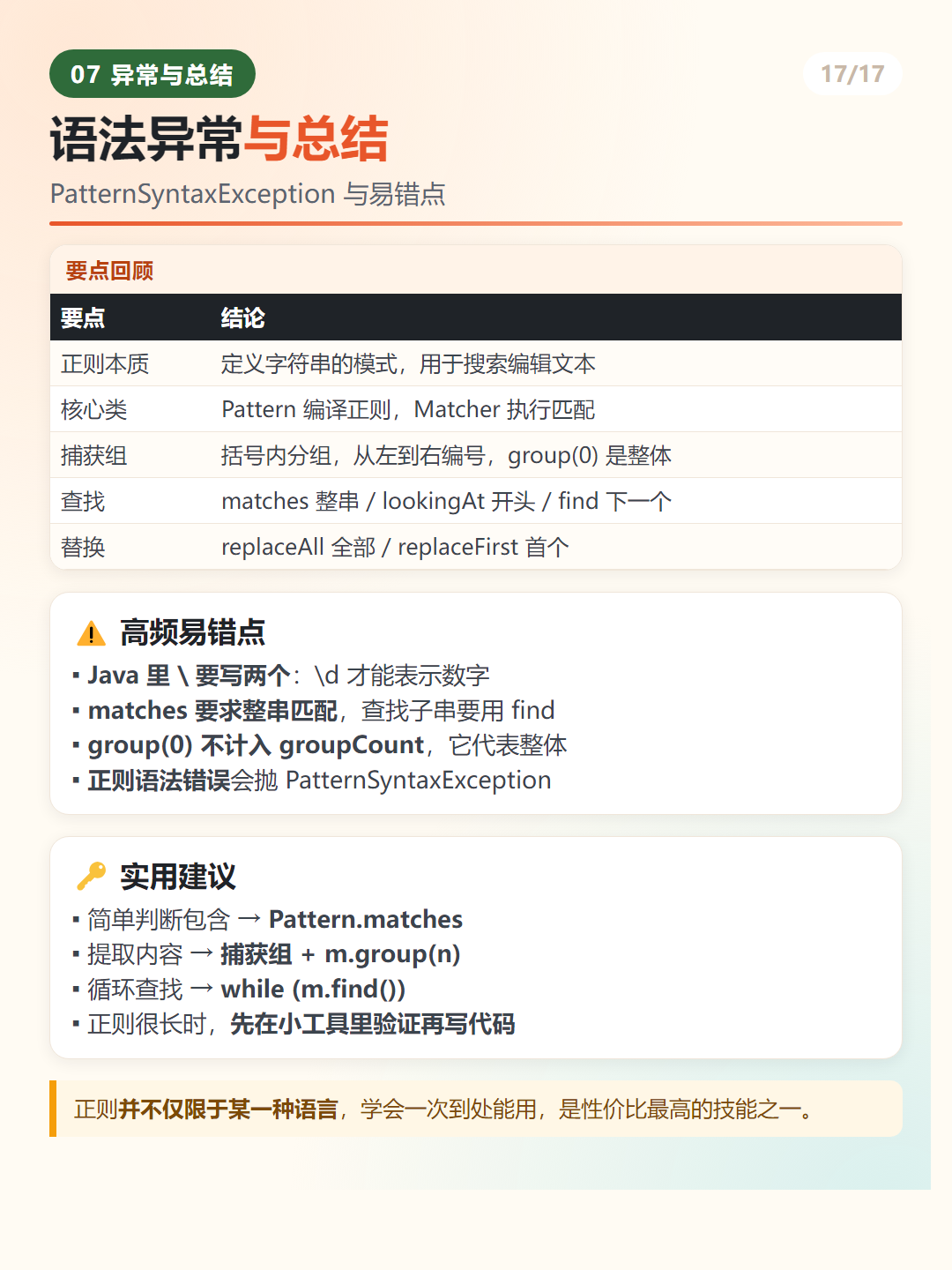 Java 正则总结与易错点