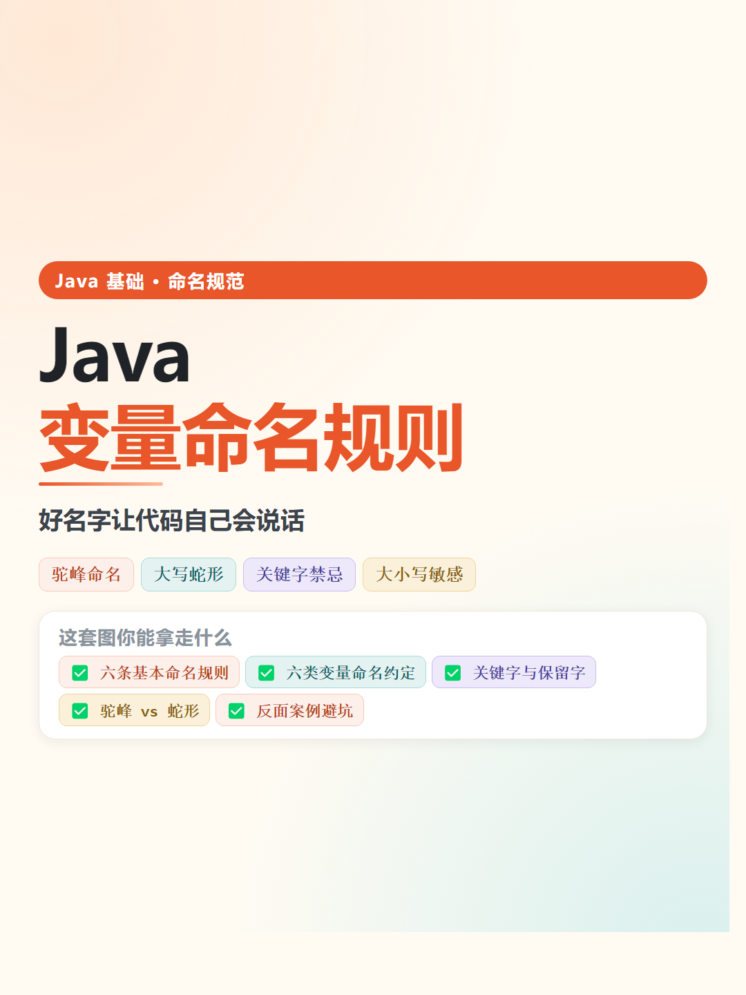 Java 变量命名规则速查卡片
