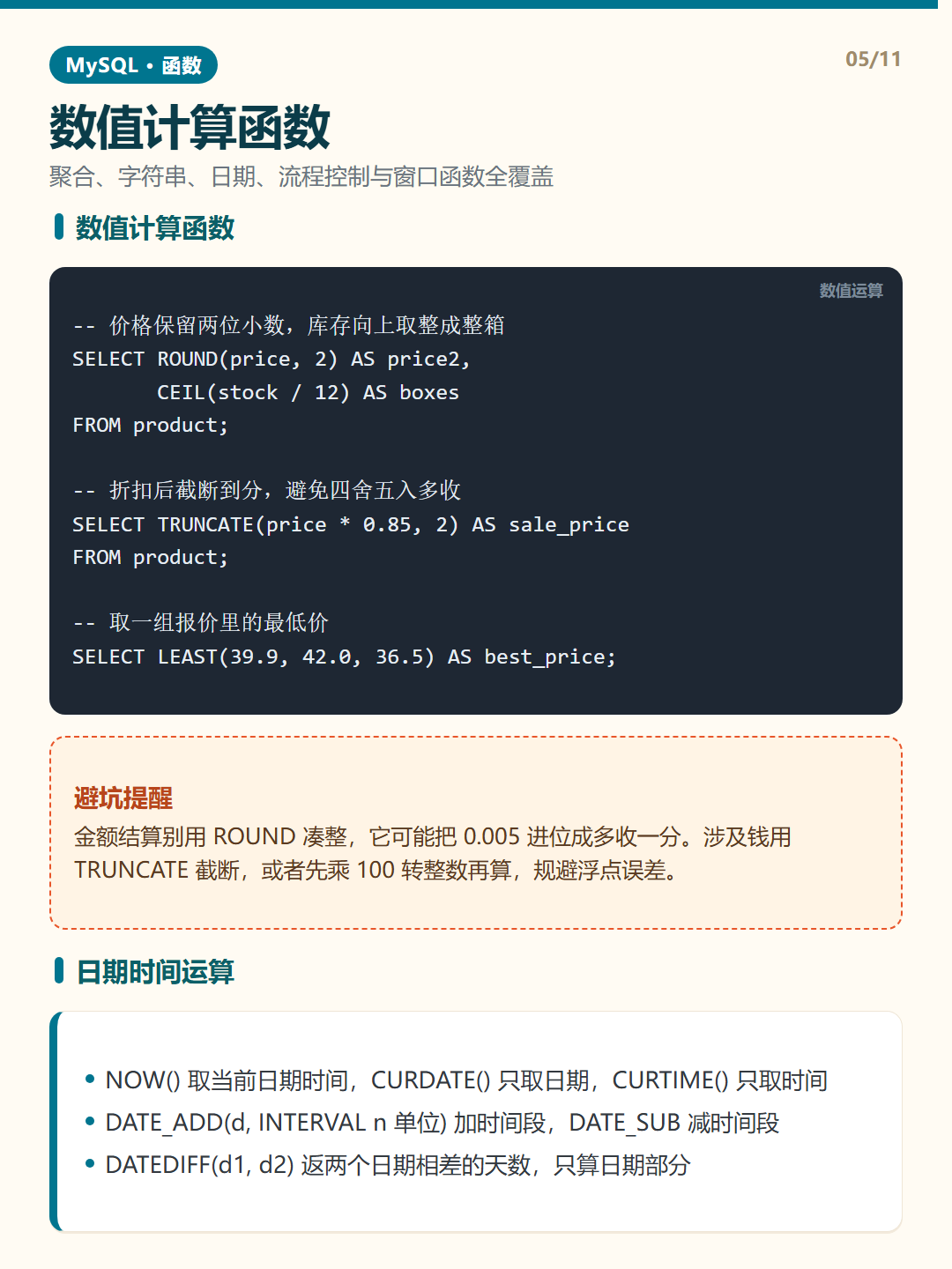 日期时间运算 · MySQL 函数 知识卡片
