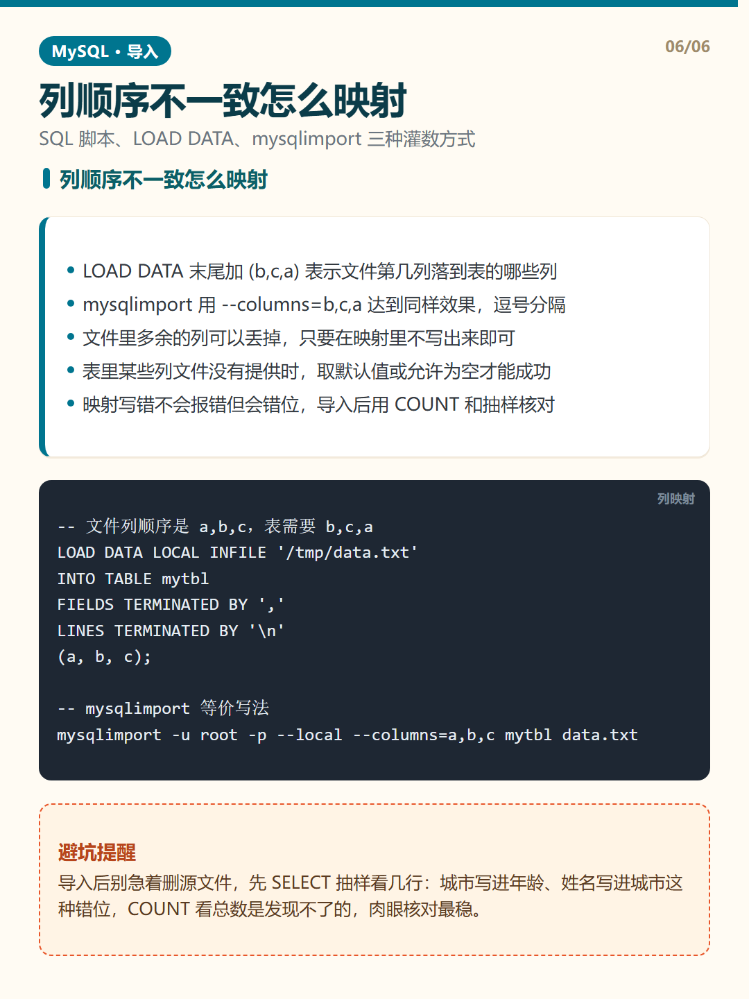 列顺序不一致怎么映射 · 数据导入 知识卡片