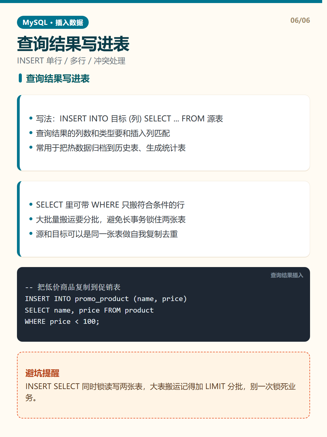 查询结果写进表 · 插入数据 知识卡片