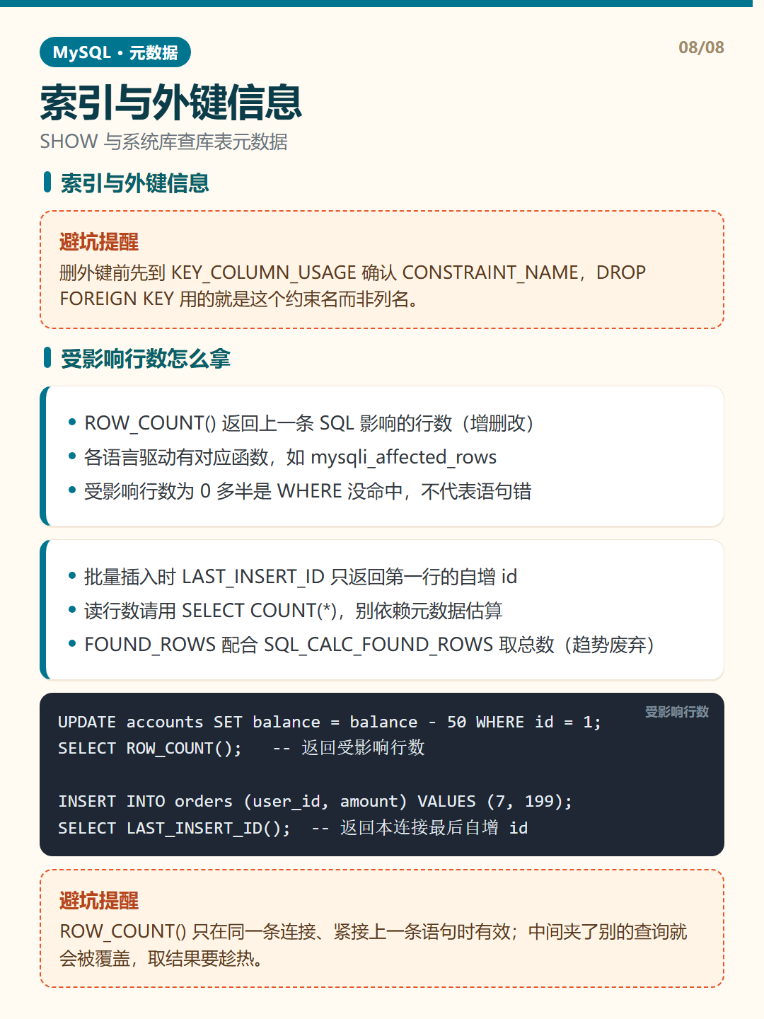 受影响行数怎么拿 · 元数据查询 知识卡片
