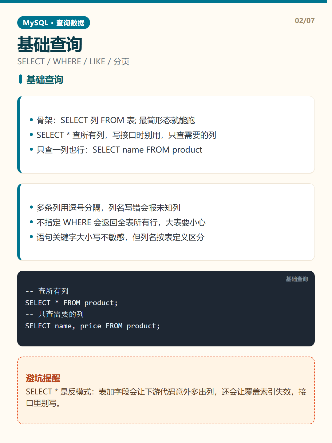 基础查询 · 查询数据 知识卡片