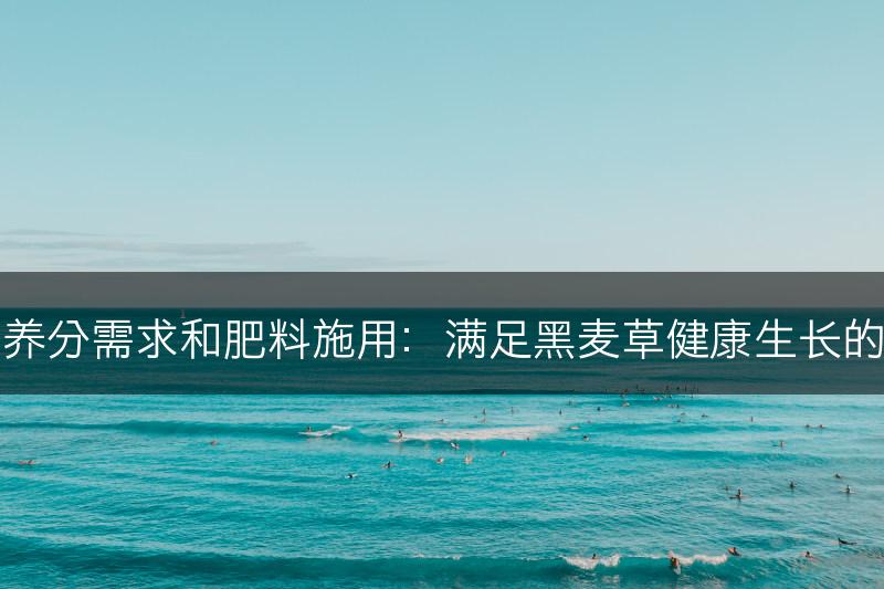 黑麦草的养分需求和肥料施用：满足黑麦草健康生长的养分需求(图1)